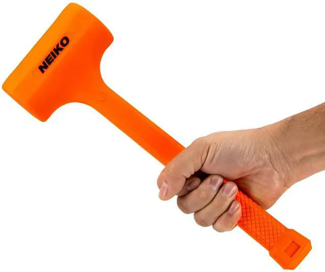 Alt view image 5 of 5 - 02842A Dead Blow Hammer, 0.5 Pounds, Neon Orange Deadblow Hammers, Mallet, Spark and Rebound Resistant, Unibody Molded, Soft Blow Rubber, Checkered Grip, Steel Shot and Core