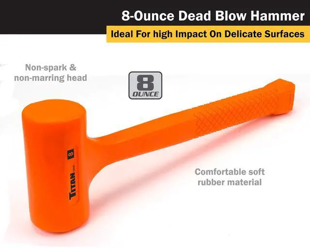 Alt view image 3 of 5 - 63008 8oz Dead Blow Hammer with Steel Shot Filled Head, Spark & Rebound Resistant, 10.5" Non-slip Diamond Textured Handle