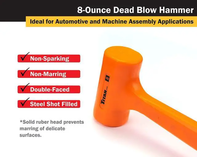Alt view image 5 of 5 - 63008 8oz Dead Blow Hammer with Steel Shot Filled Head, Spark & Rebound Resistant, 10.5" Non-slip Diamond Textured Handle
