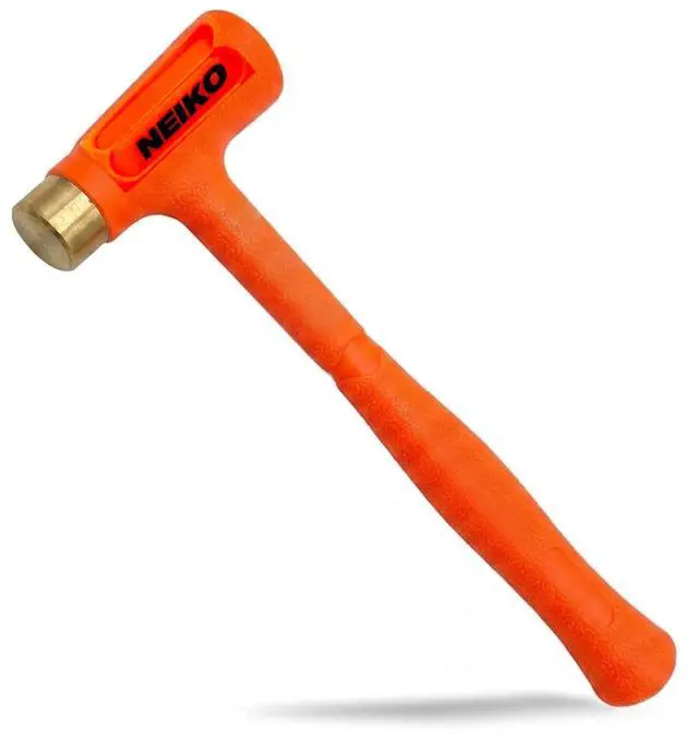 Main image of 02870A Dead Blow Hammer With Brass Cap, 0.75 Pounds, Neon Orange Deadblow Hammers, Mallet, Spark and Rebound Resistant, Unibody Molded, Soft Blow Rubber, Non Slip Grip, Steel Shot and Core