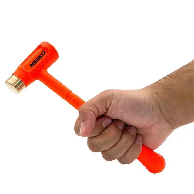 Alt view image 5 of 6 - 02870A Dead Blow Hammer With Brass Cap, 0.75 Pounds, Neon Orange Deadblow Hammers, Mallet, Spark and Rebound Resistant, Unibody Molded, Soft Blow Rubber, Non Slip Grip, Steel Shot and Core