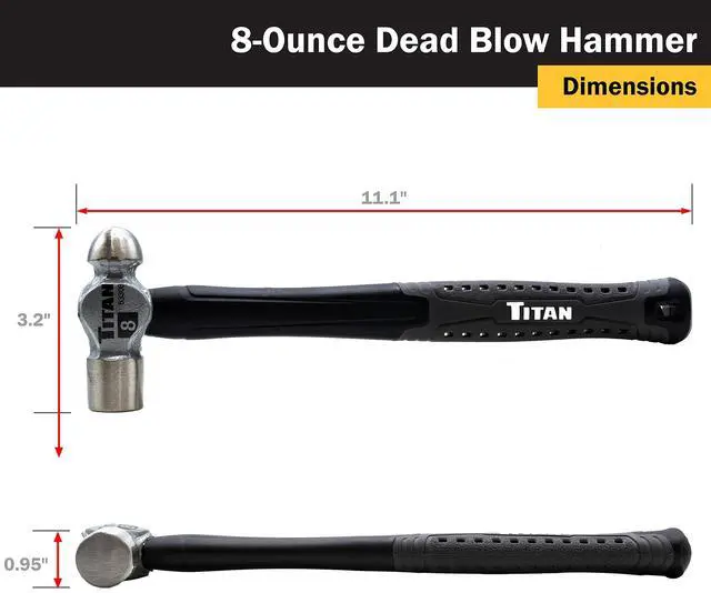Alt view image 3 of 5 - 63308 8oz Ball Pein Hammer, Forged Steel Head, 11" Shock Absorbing Fiberglass Handle with Textured Rubber Grip