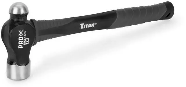 Main image of Pro-X 63709 16oz Ball Pein Hammer, 13" Shock Absorbing Fiberglass Handle with Textured Rubber Grip, Overstrike Protection, Forged Steel Head