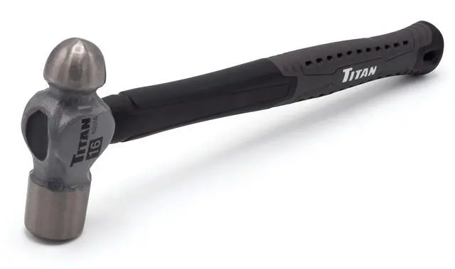 Main image of 63316 16oz Ball Pein Hammer, Forged Steel Head, 12.5" Shock Absorbing Fiberglass Handle with Textured Rubber Grip