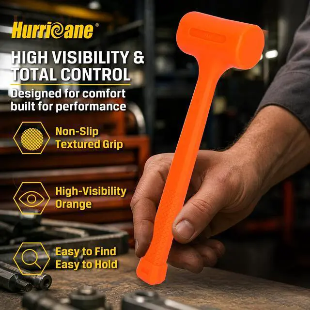 Alt view image 6 of 7 - 2 LB Dead Blow Hammer, No-Rebound Mallet with Solid Steel Core Handle, Spark-Resistant & Non-Marring, for Auto Body, Woodworking & Tile Work