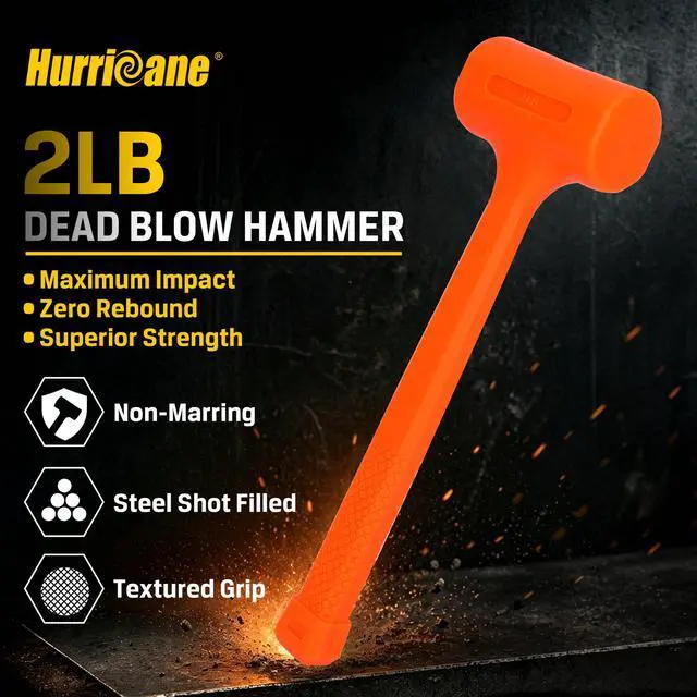 Alt view image 3 of 7 - 2 LB Dead Blow Hammer, No-Rebound Mallet with Solid Steel Core Handle, Spark-Resistant & Non-Marring, for Auto Body, Woodworking & Tile Work