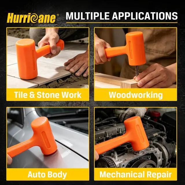 Alt view image 7 of 7 - 2 LB Dead Blow Hammer, No-Rebound Mallet with Solid Steel Core Handle, Spark-Resistant & Non-Marring, for Auto Body, Woodworking & Tile Work