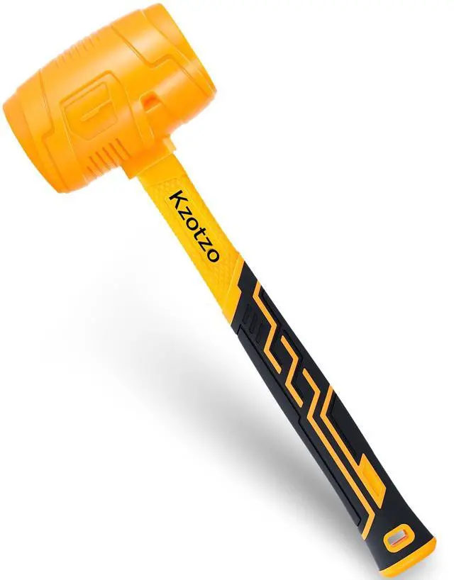 Main image of 16oz Rubber Mallet Hammer, Fiberglass Handle, Rubber Mallet for Flooring, Tent Stakes, Woodworking, Camping, Soft Blow Tasks without Damage 2025 upgraded seamless rubber hammeryellow (16OZ)