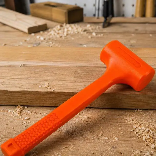 Alt view image 4 of 6 - 2LBS Dead Blow Hammer Grip Mallet Hammer Checkered Handle Spark and Rebound Resistant with 2-pounds Head, Orange