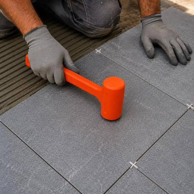 Alt view image 2 of 6 - 2LBS Dead Blow Hammer Grip Mallet Hammer Checkered Handle Spark and Rebound Resistant with 2-pounds Head, Orange