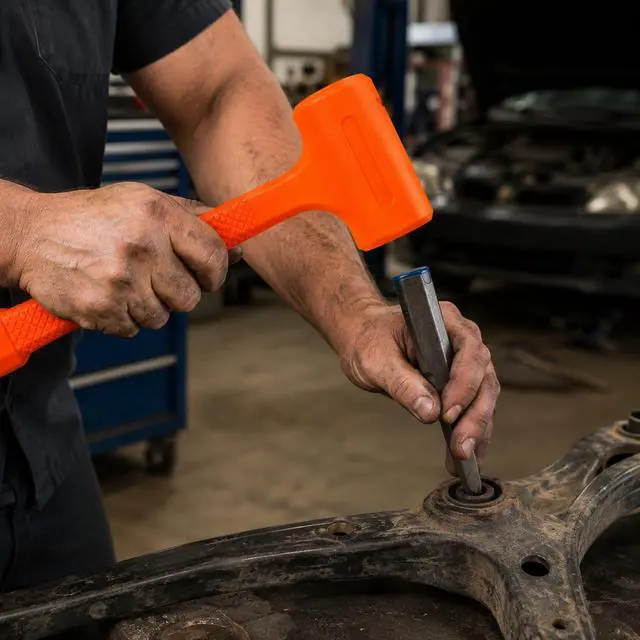Alt view image 5 of 6 - 2LBS Dead Blow Hammer Grip Mallet Hammer Checkered Handle Spark and Rebound Resistant with 2-pounds Head, Orange