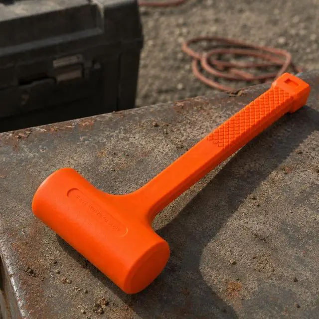Alt view image 3 of 6 - 2LBS Dead Blow Hammer Grip Mallet Hammer Checkered Handle Spark and Rebound Resistant with 2-pounds Head, Orange