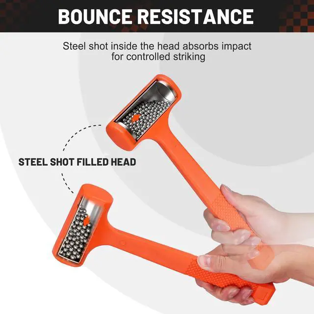 Alt view image 5 of 7 - 3 lb Dead Blow Hammer, Hammer Mallet, Anti-Rebound, Spark Resistant, Non-Slip Grip, One-Piece PVC Coated Design for Automotive, Construction and Home Use