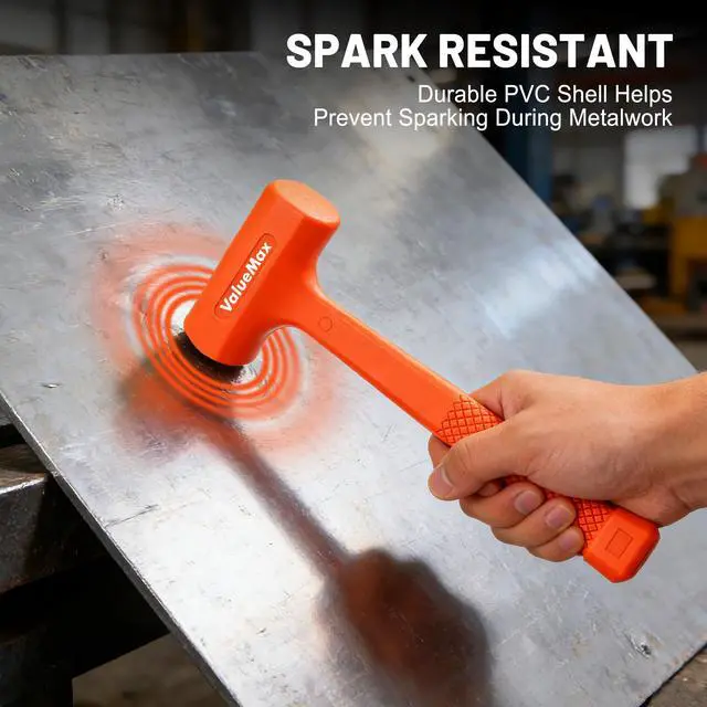 Alt view image 6 of 7 - 3 lb Dead Blow Hammer, Hammer Mallet, Anti-Rebound, Spark Resistant, Non-Slip Grip, One-Piece PVC Coated Design for Automotive, Construction and Home Use