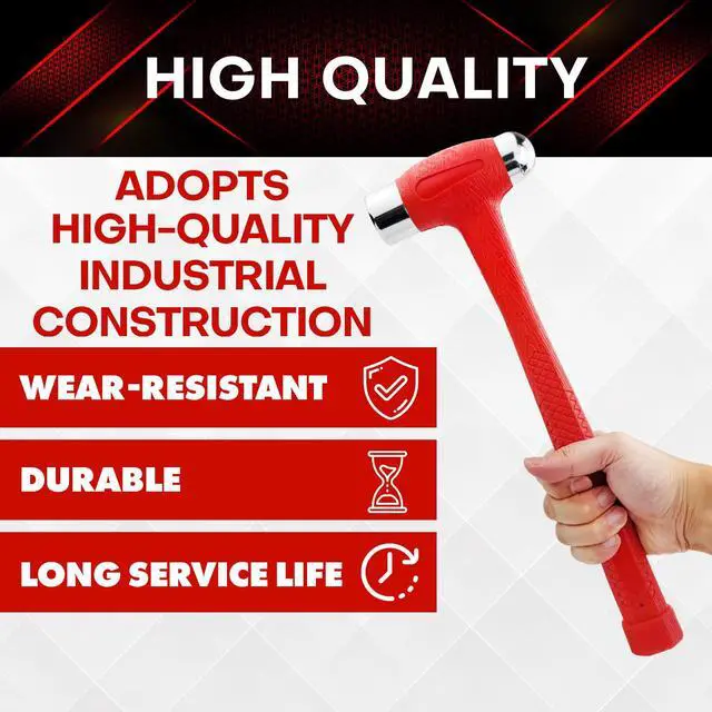Alt view image 3 of 7 - 24 oz Dead Blow Hammer Dual Head Ball Peen Blow Striking Flat Pein Non-Slip Handle,1.5 LB Orange (YY-7-001)