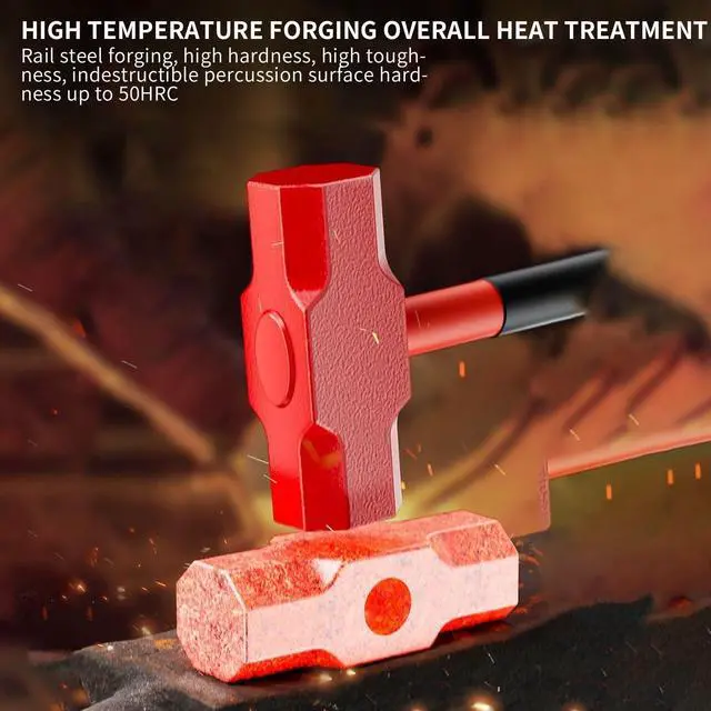 Alt view image 2 of 4 - 2 lb Sledge Hammer - Slug Drilling Crack Hammer - Sledgehammer with Forged Steel Construction & PVC Shock-Absorbing Handle