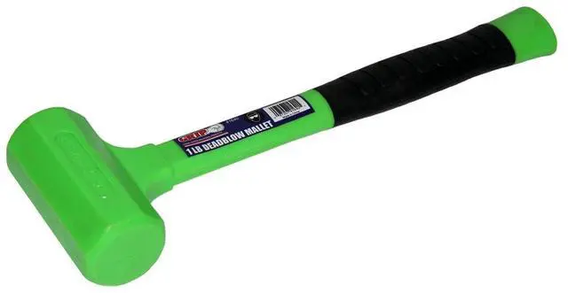 Main image of Grip 1 lb Deadblow Hammer - Green/Black - Steel Shot Filled Head - Cushioned Face for Extra Force - High Impact Rubber Handle - Garage, Home, Workshop