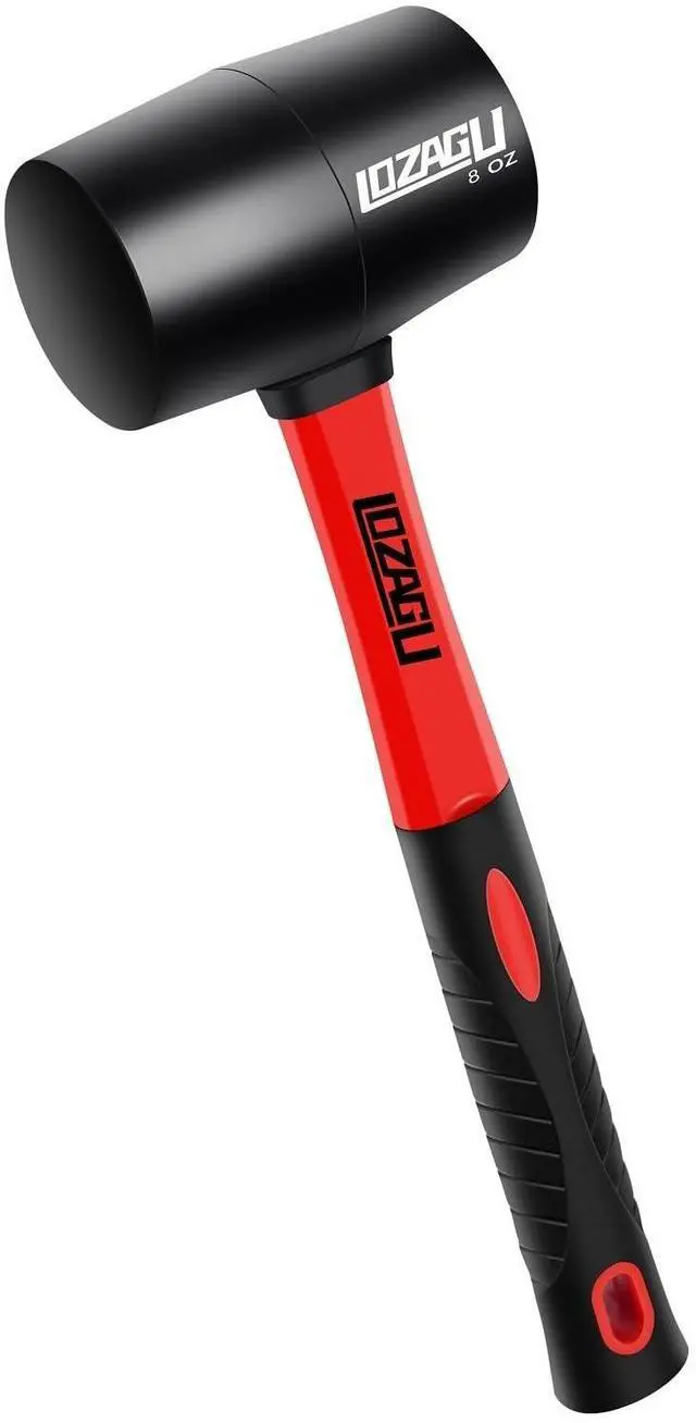 Main image of 8oz Rubber Mallet Hammer, Fiberglass Handle, Rubber Mallet for Flooring, Tent Stakes, Woodworking, Camping, Soft Blow Tasks without Damage