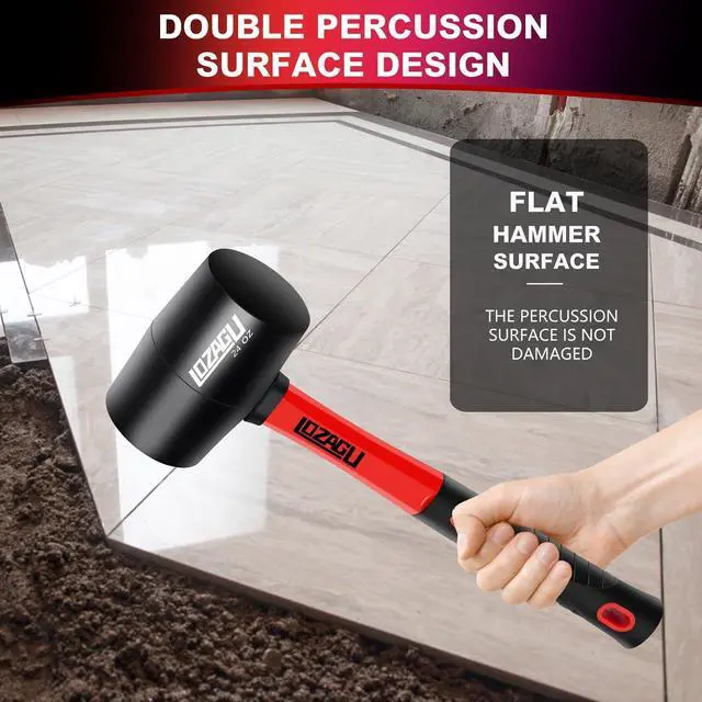 Alt view image 5 of 5 - 8oz Rubber Mallet Hammer, Fiberglass Handle, Rubber Mallet for Flooring, Tent Stakes, Woodworking, Camping, Soft Blow Tasks without Damage