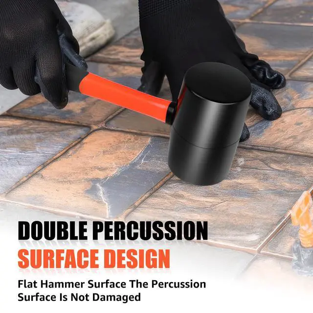 Alt view image 5 of 7 - BodunTool 16oz Durable Rubber Mallet Hammer Fiberglass Handle for Camping, Flooring, Tent Stakes, Woodworking,Non-Slip Grip