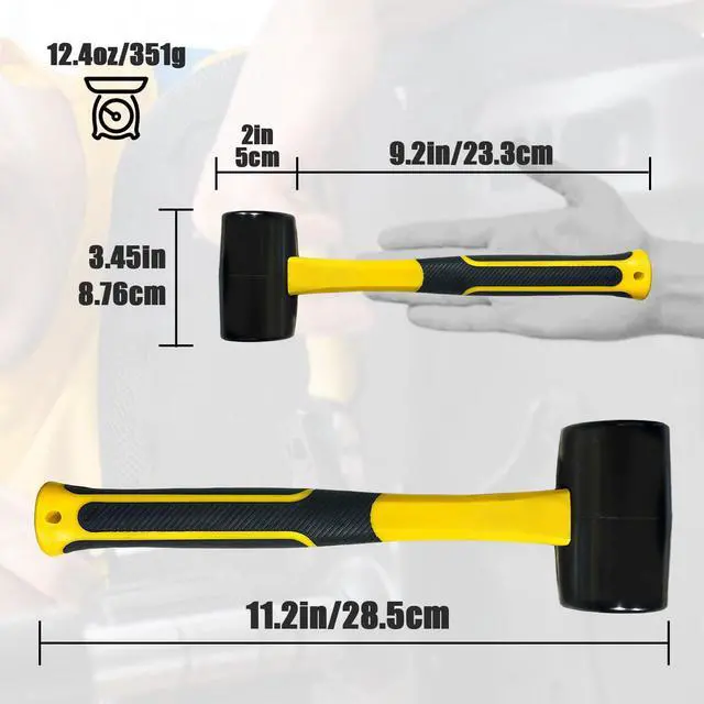 Alt view image 7 of 7 - Rubber Mallet Hammer Soft Mallet - 12.4 oz Rubber Hammer Mallet, Soft Rubber Head Hammer, Mallets with Comfort Grip, Suitable for Flooring, Tile, Furniture Assembly, Fencing, Camp & Woodwork Projects