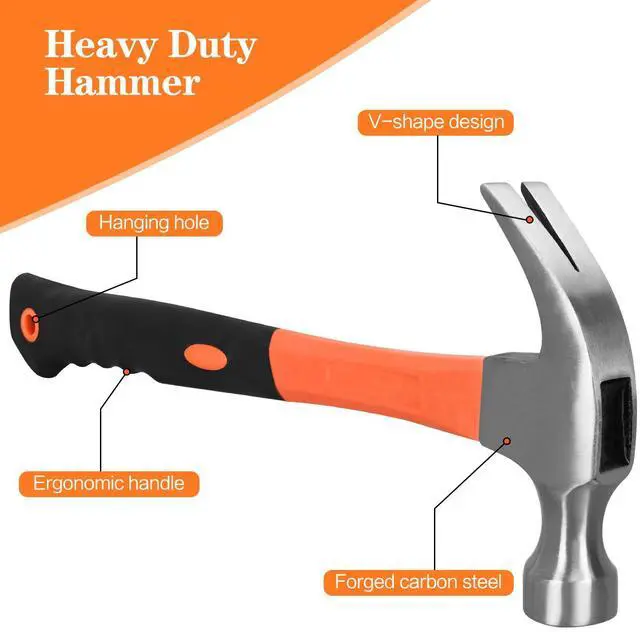 Alt view image 5 of 7 - 8/16/24oz Straight Rip Fiberglass General Purpose Claw Hammer