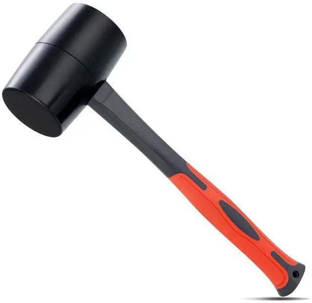 Main image of Rubber Mallet 16 oz, Durable Rubber Hammer Head with Fiberglass Handle, Great for Flooring, Tent Stakes, Camp Trips, Woodworking, DIY Projects Home Decoration and Soft Blow Tasks without Damage
