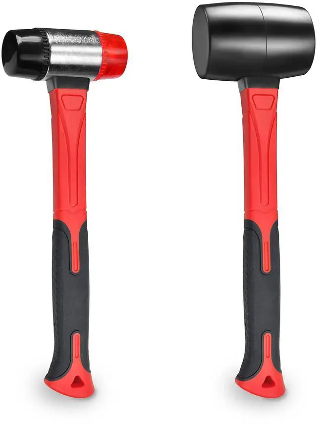 Main image of 2Pcs Hammer Set, 16oz Rubber Mallet & 40mm Double-Faced Soft Mallet Fit for Construction and Home Renovation, Black
