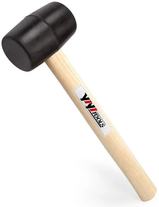 Main image of YY-2-005 Rubber Mallet Hammer With Wood Handle8-oz, black