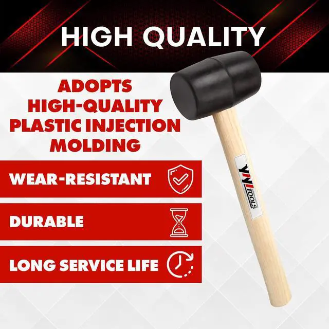 Alt view image 2 of 3 - YY-2-005 Rubber Mallet Hammer With Wood Handle8-oz, black