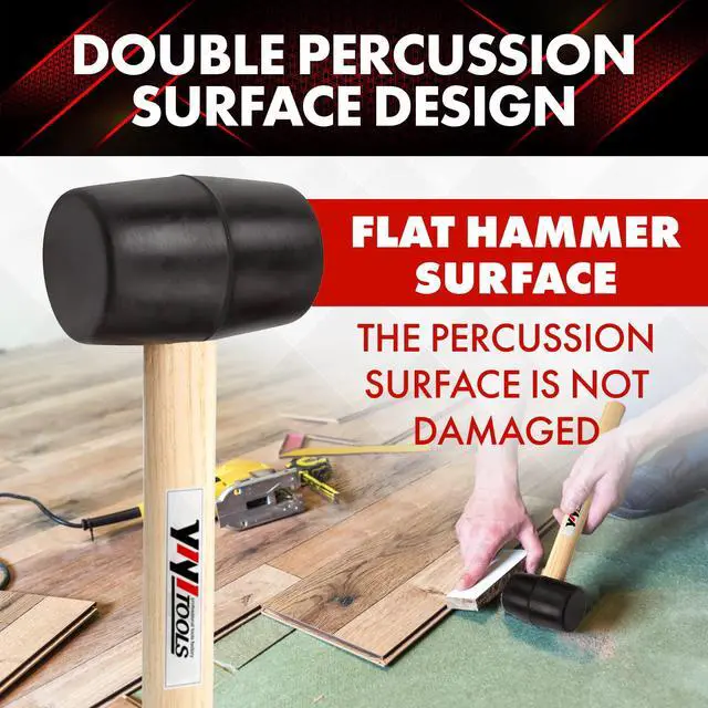 Alt view image 3 of 3 - YY-2-005 Rubber Mallet Hammer With Wood Handle8-oz, black