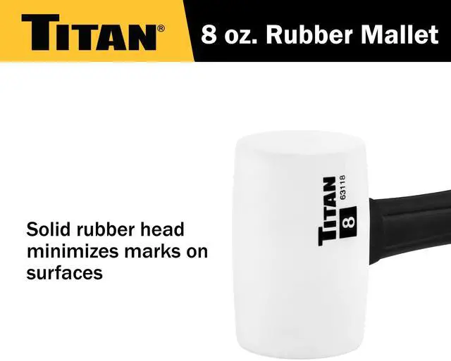 Alt view image 5 of 5 - 63118 8oz White Rubber Mallet, Non-marking Double-faced Solid Head, 11.5" Shock Absorbing Fiberglass Handle with Textured Grip