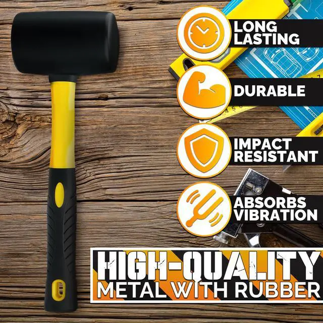 Alt view image 3 of 7 - 16 Oz Rubber Mallet Hammer - Rubber Hammer Mallet with Durable and Ergonomic Handle, Anti-Vibrating Design for Efficient Work - Good for DIY, Woodworking, Flooring, Camping, Tent Stakes and Upholstery