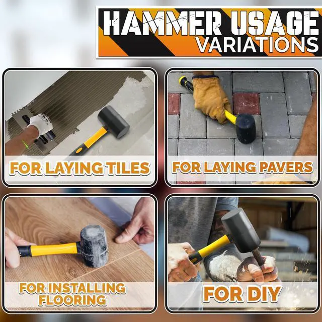 Alt view image 5 of 7 - 16 Oz Rubber Mallet Hammer - Rubber Hammer Mallet with Durable and Ergonomic Handle, Anti-Vibrating Design for Efficient Work - Good for DIY, Woodworking, Flooring, Camping, Tent Stakes and Upholstery