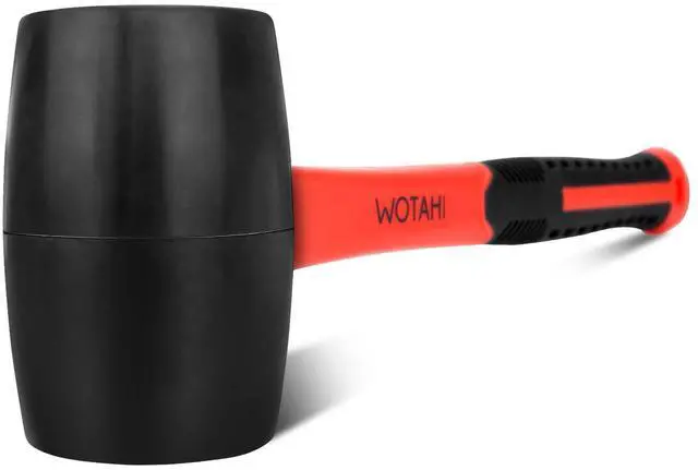 Main image of 16 oz Rubber Mallet Hammer with Double Faced Solid Head and Soft Grip Fiberglass Handle