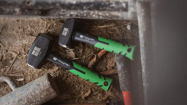 Alt view image 4 of 7 - 2.5lb Club Sledge Hammer with Heavy Duty Construction, Ergonomic No-Slip H-Grip Handles, Solid Fiberglass Cores, and Epoxy Sealed Heads for Construction, Gardening, Yard Work, and Outdoors
