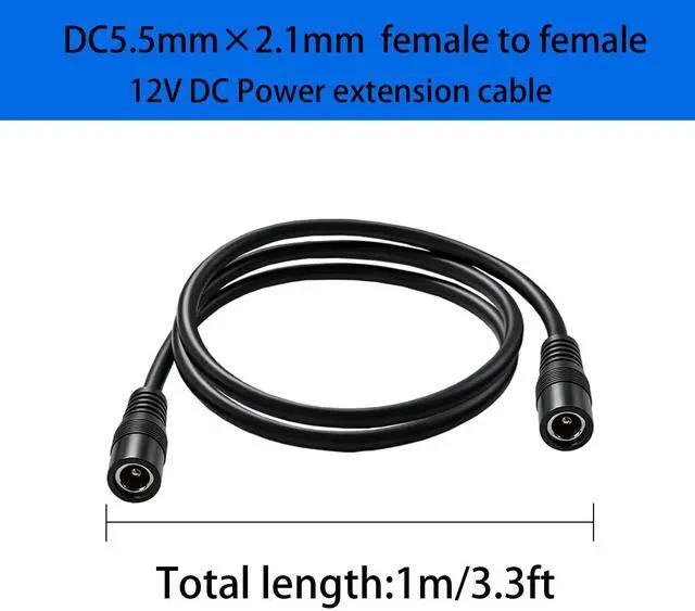 Alt view image 2 of 4 - 3-Pack 5.5mm x 2.1mm DC Power Extension Cable, 18AWG Female to Female Barrel Jack 12V/24V DC Extension Cord for CCTV Security Camera, Solar Panel, Router, 3.3FT