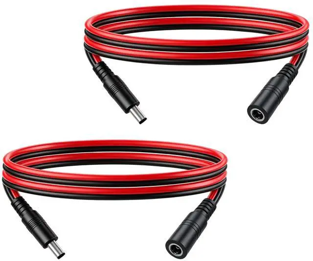 Main image of 3.3FT 5.5mm×2.1mm DC Power Extension Cord 14AWG Male to Female Connector 5521 Connector for LED Strip Outdoor Power Supply Solar Panel 2pcs