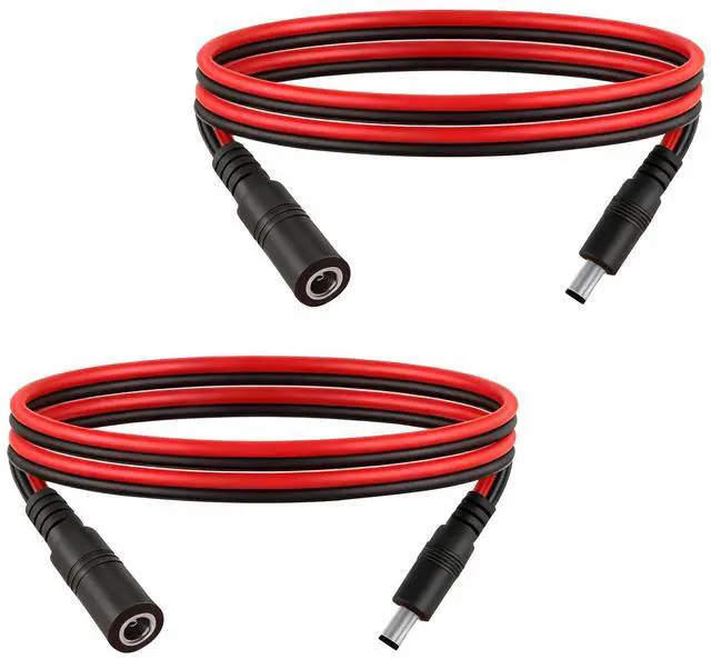 Main image of 3.3ft DC Power Extension Cable 5.5mm x 2.5mm 5525 Connector 14AWG Male to Female Connection Cable for LED Strip Lights Surveillance Camera Solar Panel Outdoor Power Supply Router 2 pcs