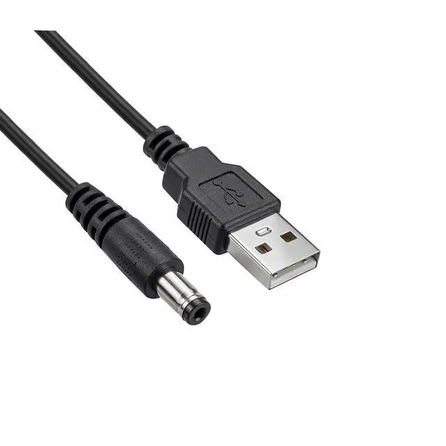 Alt view image 2 of 4 - 5-Pack USB to DC Power Cable, 5V DC 5.5mm x 2.1mm Round Barrel Plug Charging Cable 5 ft