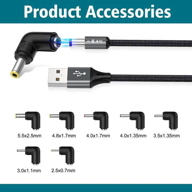 Alt view image 2 of 7 - 5ft USB to DC 5V Power Cord 5521(5.5x2.1mm)