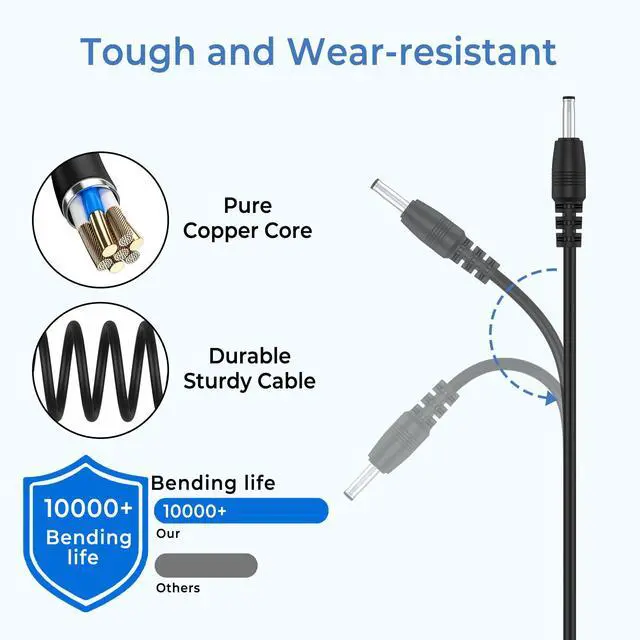 Alt view image 2 of 7 - USB to 5V DC Cable Universal Charging Power Cord DC 3.5 x 1.35mm Jack Replacement 5V Barrel Jack Power Cable for Electric Toothbrush HUB Splitter Router LED Lights-Black 1M