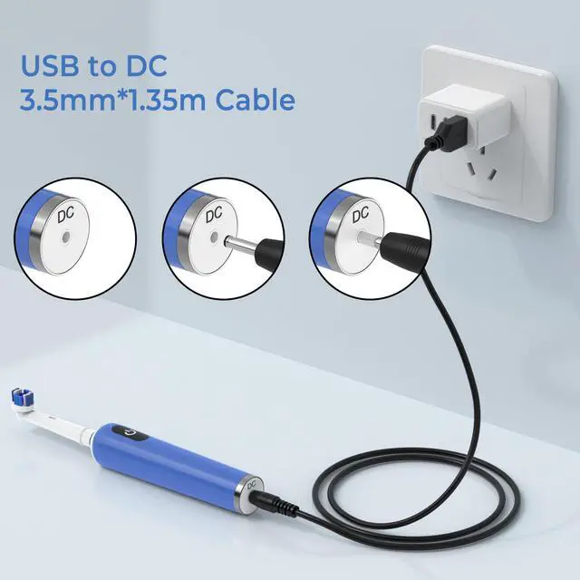 Alt view image 6 of 7 - USB to 5V DC Cable Universal Charging Power Cord DC 3.5 x 1.35mm Jack Replacement 5V Barrel Jack Power Cable for Electric Toothbrush HUB Splitter Router LED Lights-Black 1M