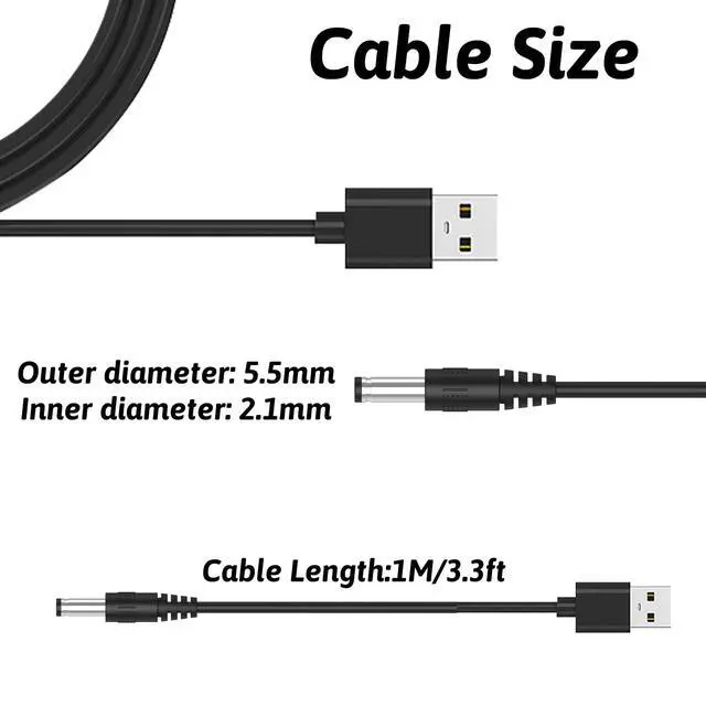 Alt view image 2 of 7 - DC 5V Power Cord USB to DC Power Cable Universal