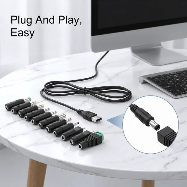 Alt view image 4 of 7 - DC 5V Power Cord USB to DC Power Cable Universal