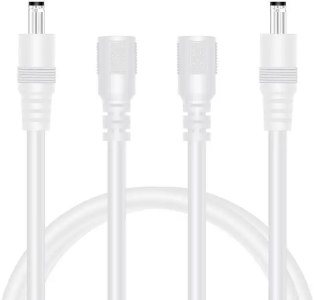 Main image of 18 AWG 2-Pack 3FT DC Power Extension Cable, 5.5mm x 2.1mm Male to Female Barrel Plug Jack Power Supply Adapter 5.5x2.1mm Extension Cord for CCTV Surveillance Security Camera LED Strip, White
