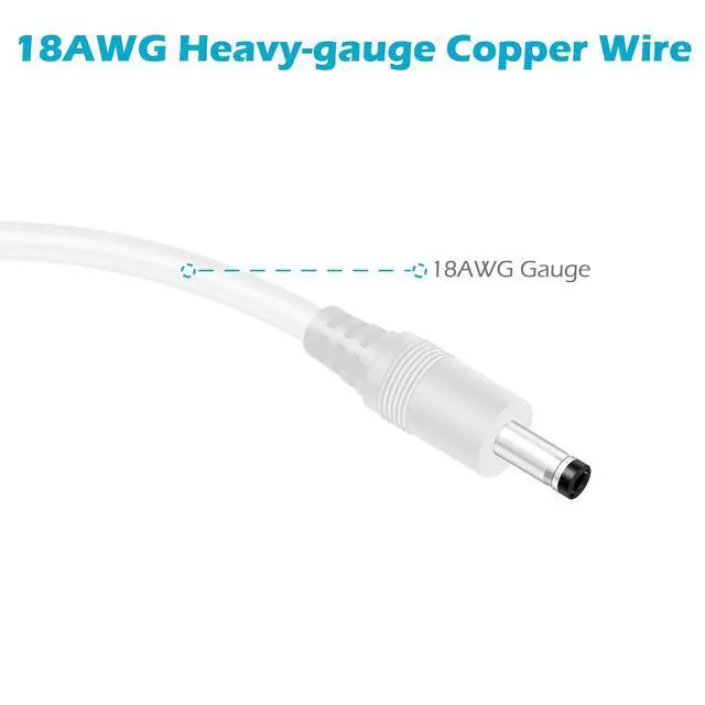 Alt view image 2 of 6 - 18 AWG 2-Pack 3FT DC Power Extension Cable, 5.5mm x 2.1mm Male to Female Barrel Plug Jack Power Supply Adapter 5.5x2.1mm Extension Cord for CCTV Surveillance Security Camera LED Strip, White