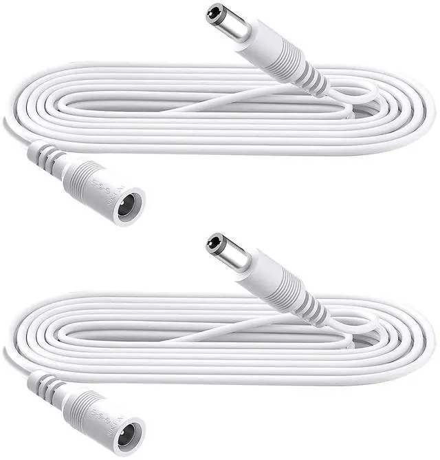Main image of DC Power Extension Cable 3.3FT, 12V/24V Power Adapter Extension Cord 5.5mm x 2.1mm for Security Camera CCTV IP, DVR,LED Strip,Male to Female Plug DC Power Supply Adapter Extender Wire,White-2Pack