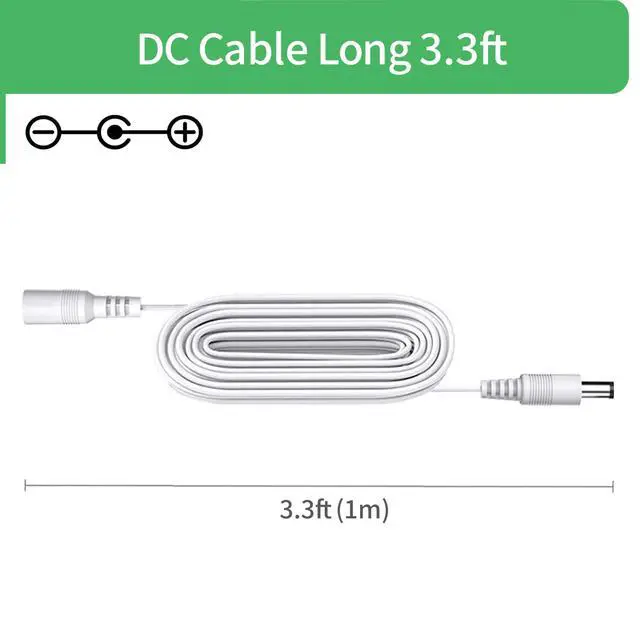 Alt view image 2 of 7 - DC Power Extension Cable 3.3FT, 12V/24V Power Adapter Extension Cord 5.5mm x 2.1mm for Security Camera CCTV IP, DVR,LED Strip,Male to Female Plug DC Power Supply Adapter Extender Wire,White-2Pack