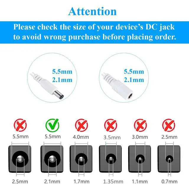 Alt view image 3 of 7 - DC Power Extension Cable 3.3FT, 12V/24V Power Adapter Extension Cord 5.5mm x 2.1mm for Security Camera CCTV IP, DVR,LED Strip,Male to Female Plug DC Power Supply Adapter Extender Wire,White-2Pack